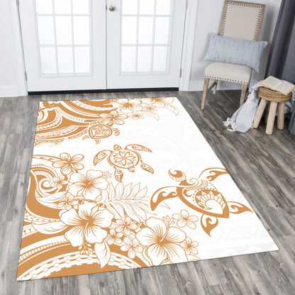 Hawaii Area Rug Kanaka Maoli Hibiscus Polynesian Tribal Turtle Print Style