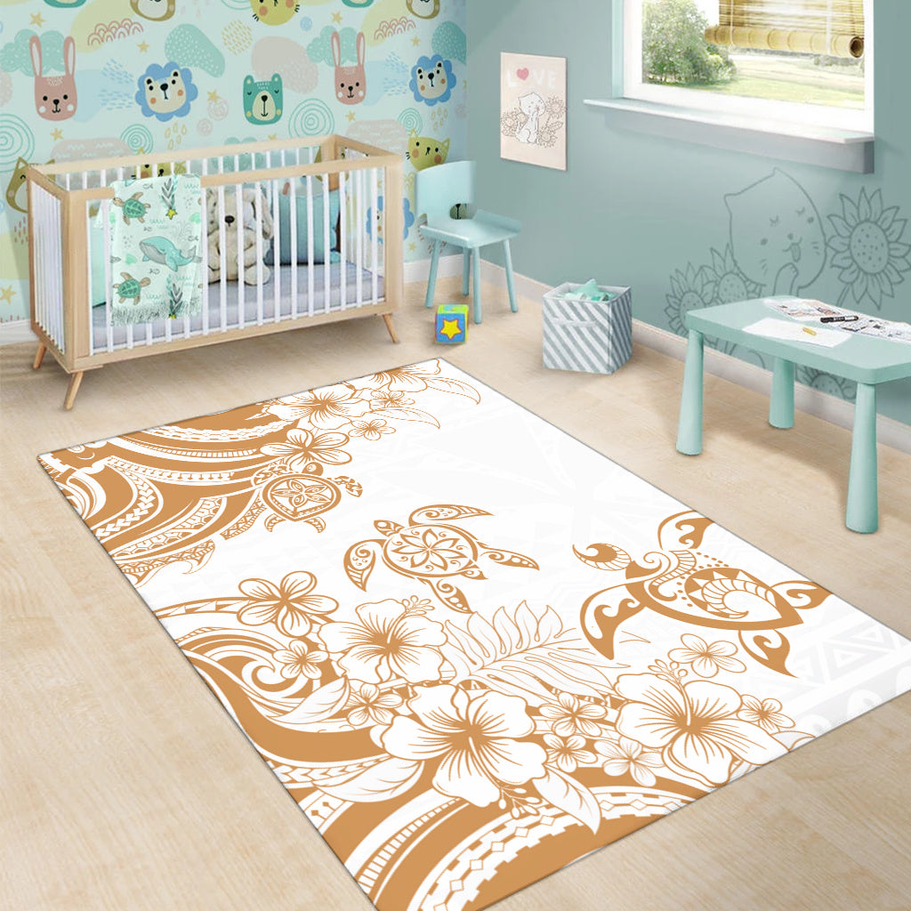 Hawaii Area Rug Kanaka Maoli Hibiscus Polynesian Tribal Turtle Print Style