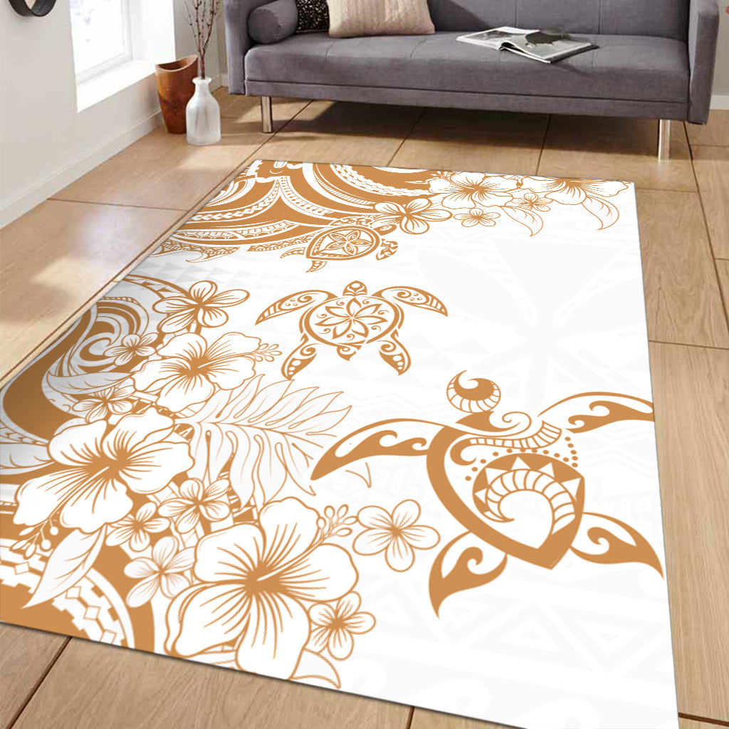 Hawaii Area Rug Kanaka Maoli Hibiscus Polynesian Tribal Turtle Print Style