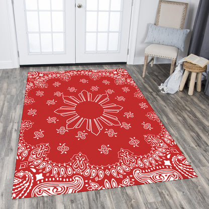 Philippines Filipinos Area Rug Sun Bandana Paisley Print Heritage