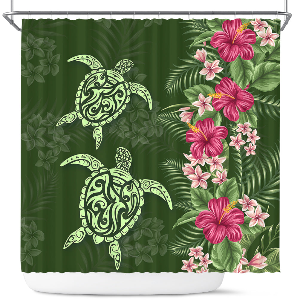 Hawaii Shower Curtain Polynesian Sea Turtle Hibiscus Tropical Style