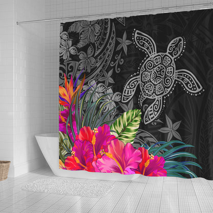 Hawaii Shower Curtain Tropical Honu Hibiscus Garden Style