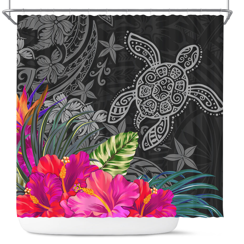 Hawaii Shower Curtain Tropical Honu Hibiscus Garden Style