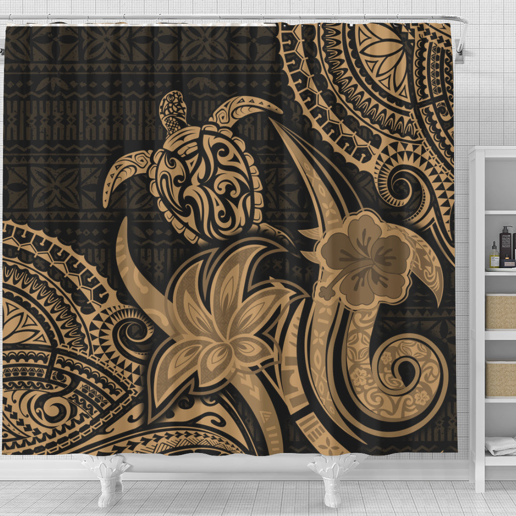 Hawaii Shower Curtain Honu Turtle Hibiscus Tribal Legacy