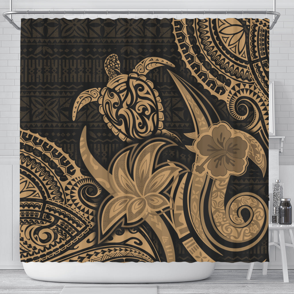Hawaii Shower Curtain Honu Turtle Hibiscus Tribal Legacy