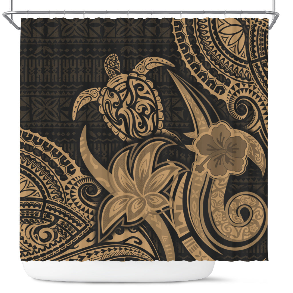 Hawaii Shower Curtain Honu Turtle Hibiscus Tribal Legacy