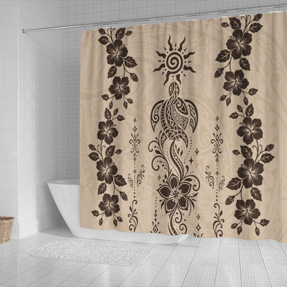 Hawaii Shower Curtain Vintage Honu Hibiscus Floral Elegance