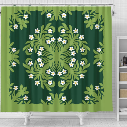 Hawaii Shower Curtain Emerald Tropical Floral Garden Elegance