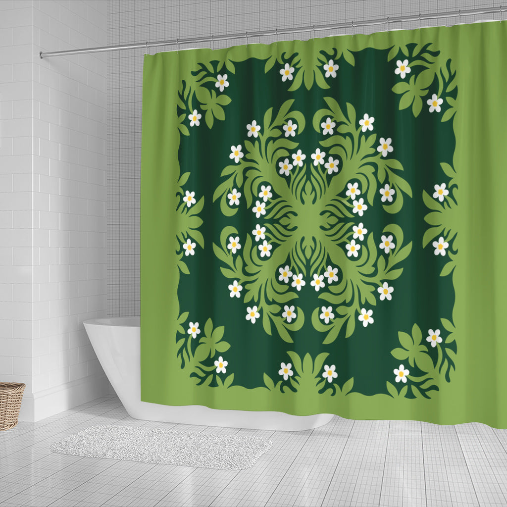 Hawaii Shower Curtain Emerald Tropical Floral Garden Elegance