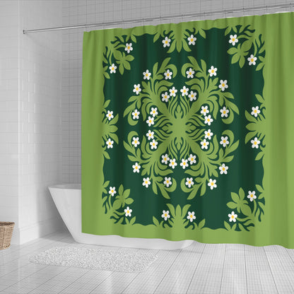 Hawaii Shower Curtain Emerald Tropical Floral Garden Elegance