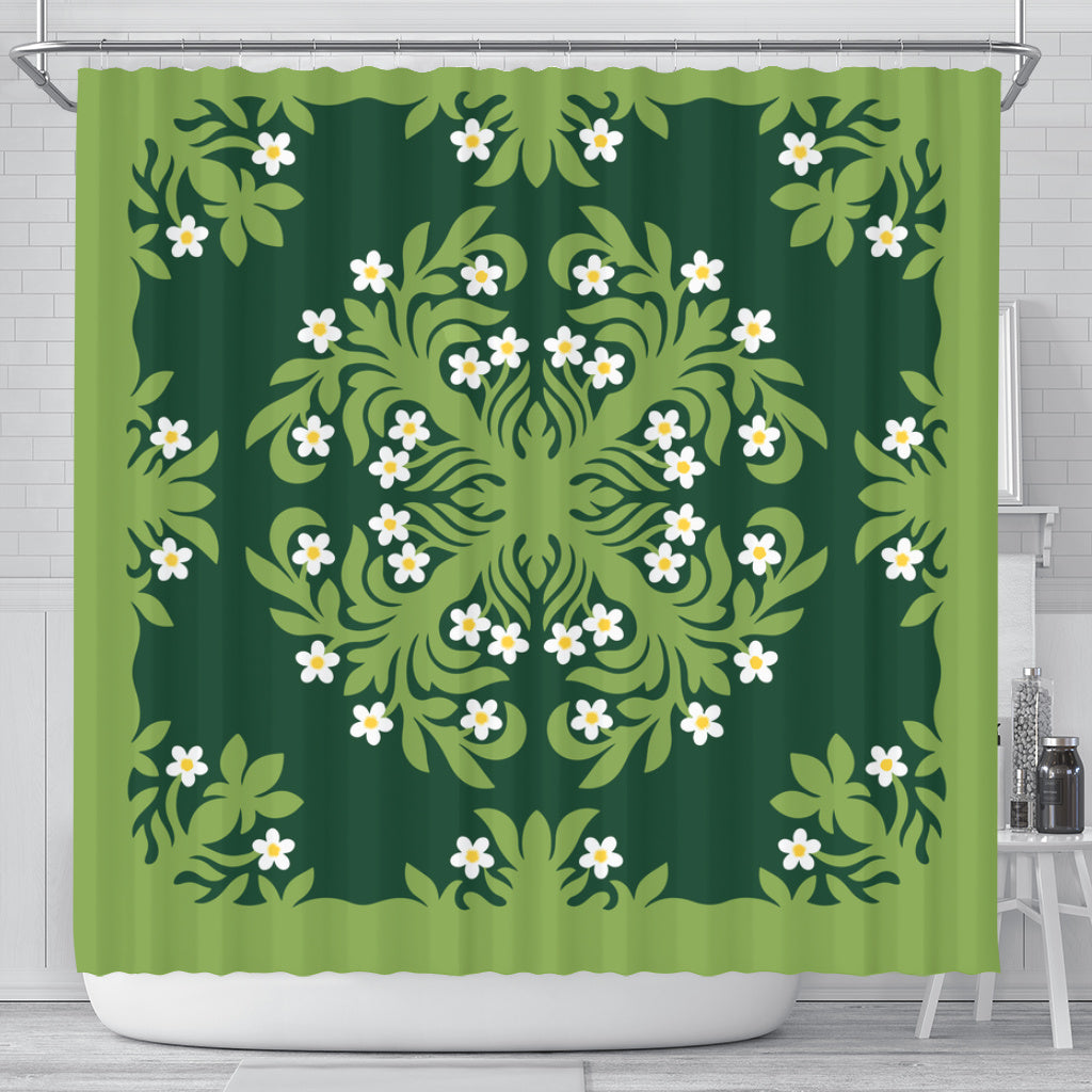 Hawaii Shower Curtain Emerald Tropical Floral Garden Elegance