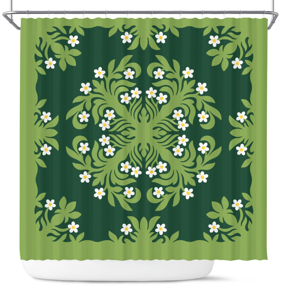 Hawaii Shower Curtain Emerald Tropical Floral Garden Elegance