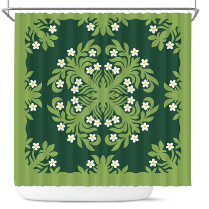 Hawaii Shower Curtain Emerald Tropical Floral Garden Elegance