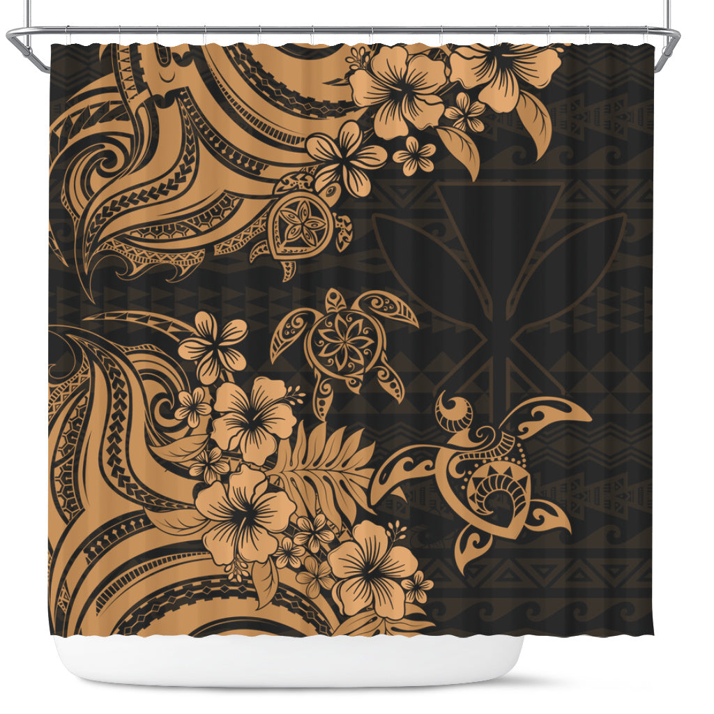 Hawaii Shower Curtain Kanaka Maoli Hibiscus Polynesian Tribal Turtle Print Style