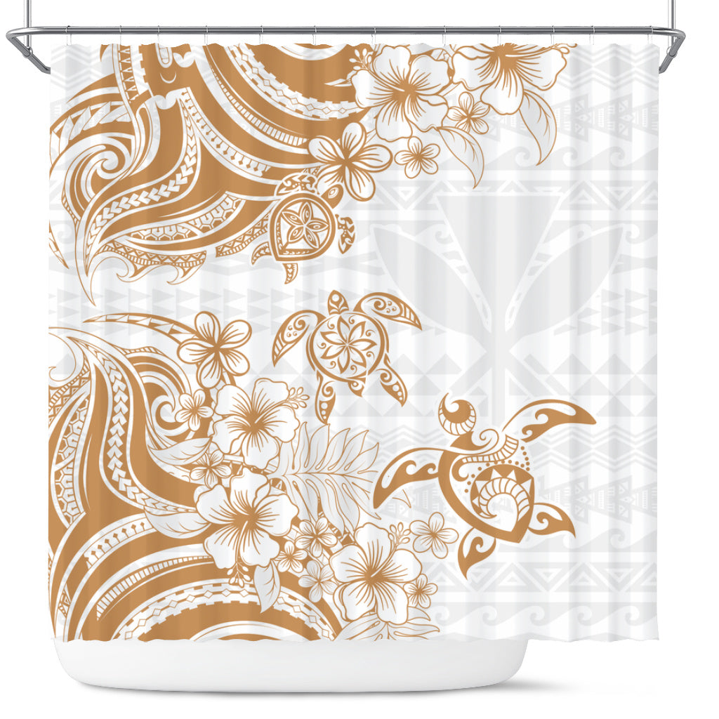 Hawaii Shower Curtain Kanaka Maoli Hibiscus Polynesian Tribal Turtle Print Style