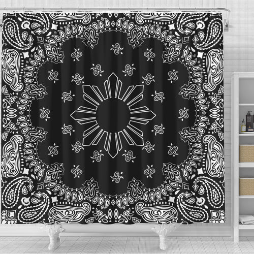 Philippines Filipinos Shower Curtain Sun Bandana Paisley Print Heritage