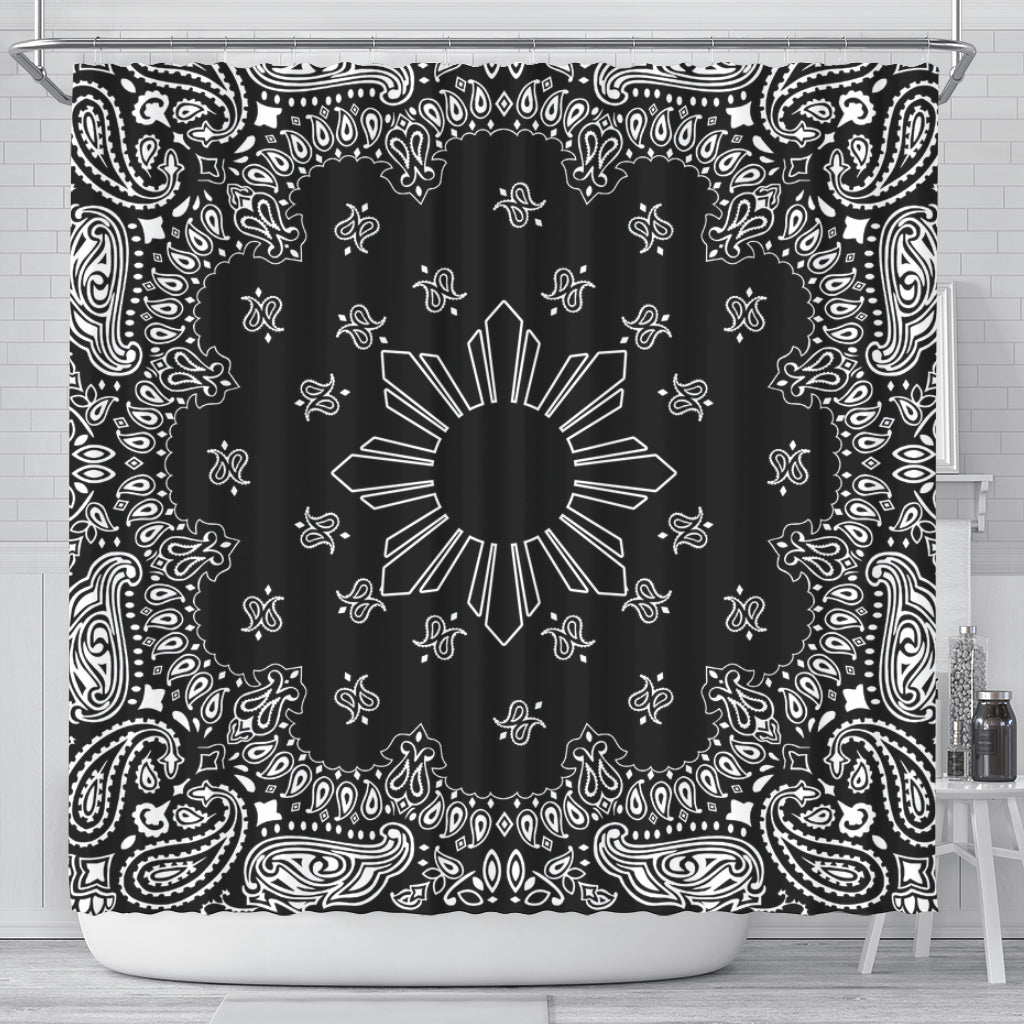 Philippines Filipinos Shower Curtain Sun Bandana Paisley Print Heritage