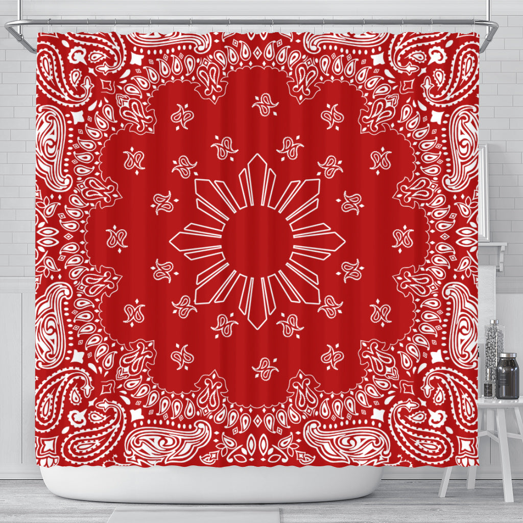 Philippines Filipinos Shower Curtain Sun Bandana Paisley Print Heritage