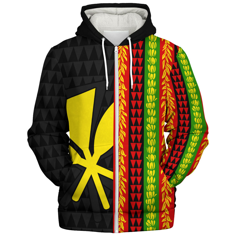 Hawaii Sherpa Hoodie Flag Tribal Stripe Island Pride Style