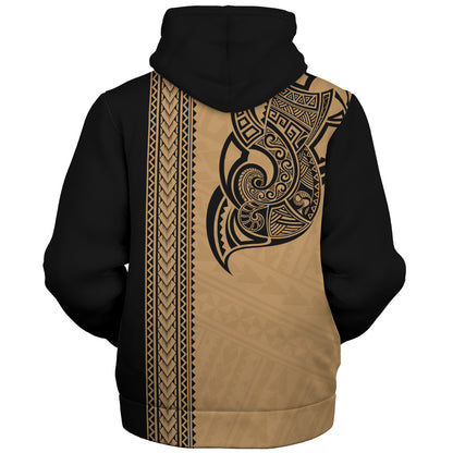 Hawaii Sherpa Hoodie Polynesia Tribal Turtle Tattoo