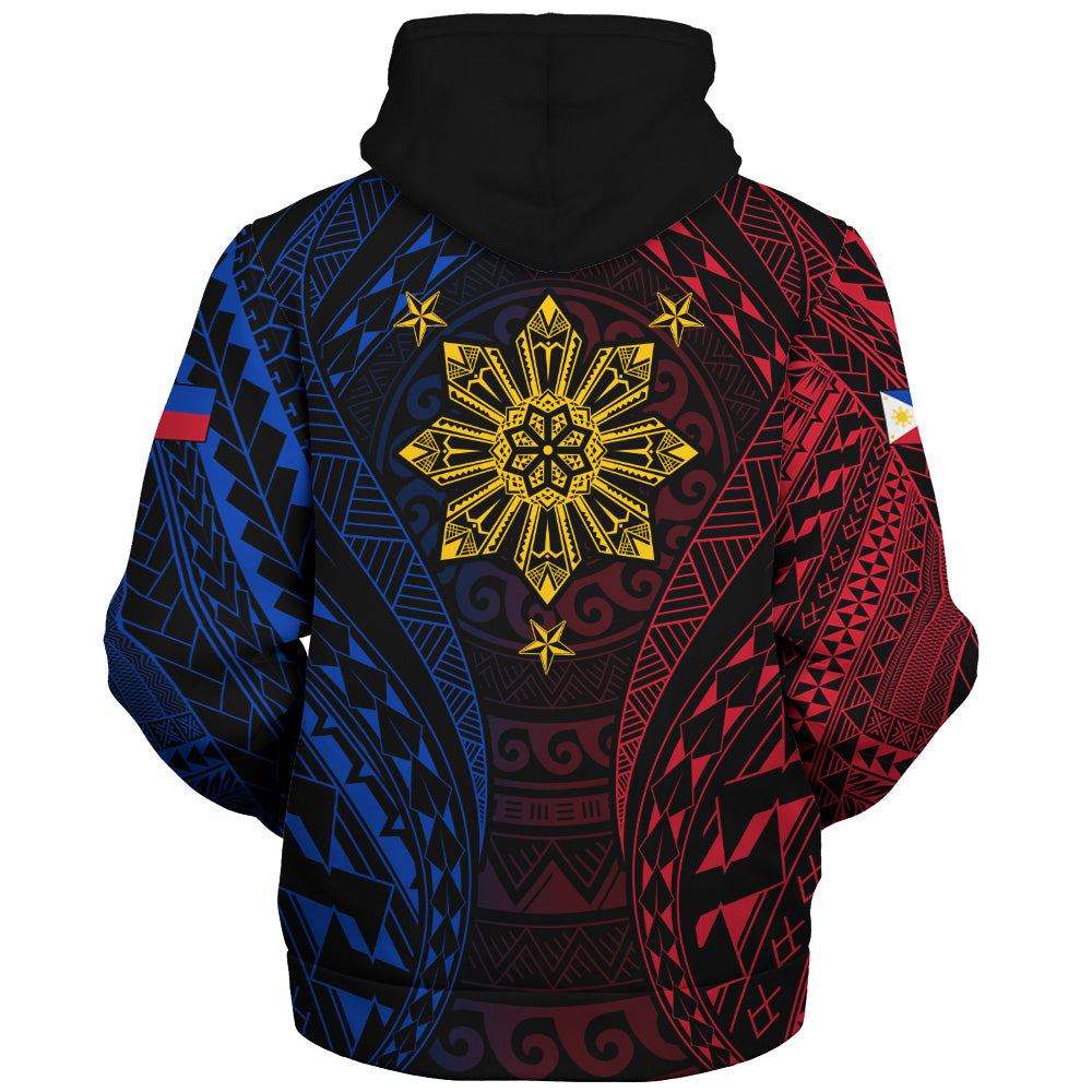 Philippines Filipinos Sherpa Hoodie Sun Flag Tribal Tattoo Pattern