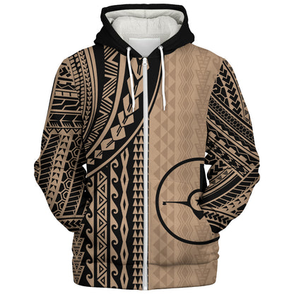 Yap State Sherpa Hoodie Polynesian Tattoo