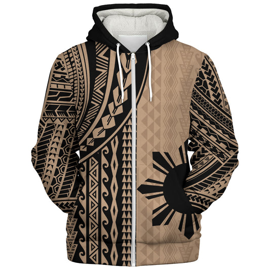 Philippines Filipinos Sherpa Hoodie Polynesian Tattoo