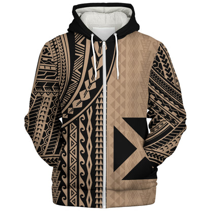 Wallis And Futuna Sherpa Hoodie Polynesian Tattoo