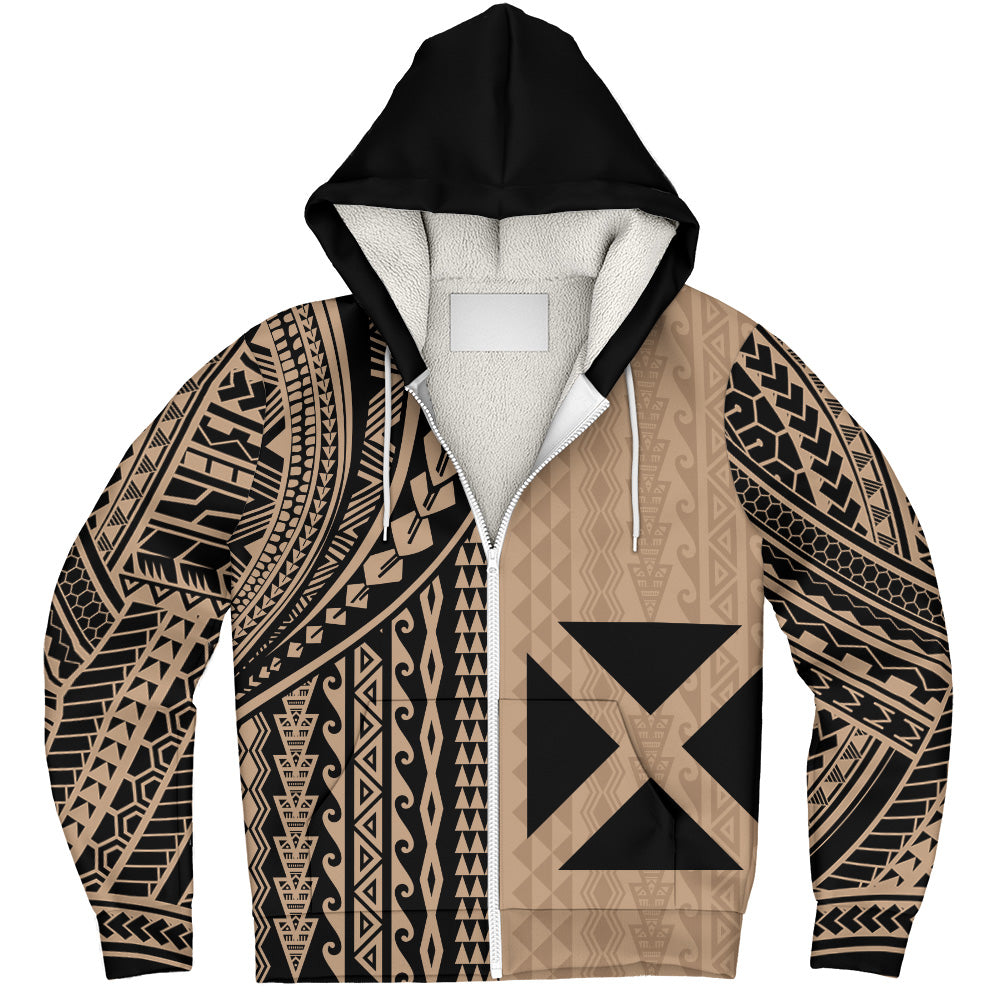 Wallis And Futuna Sherpa Hoodie Polynesian Tattoo