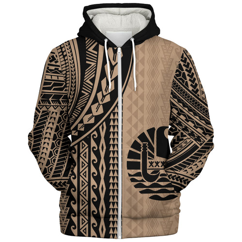 Tahiti Sherpa Hoodie Polynesian Tattoo