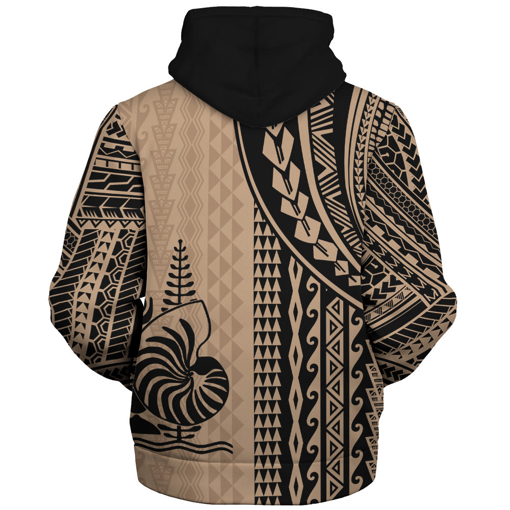 New Caledonia Sherpa Hoodie Polynesian Tattoo