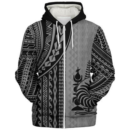 New Caledonia Sherpa Hoodie Polynesian Tattoo