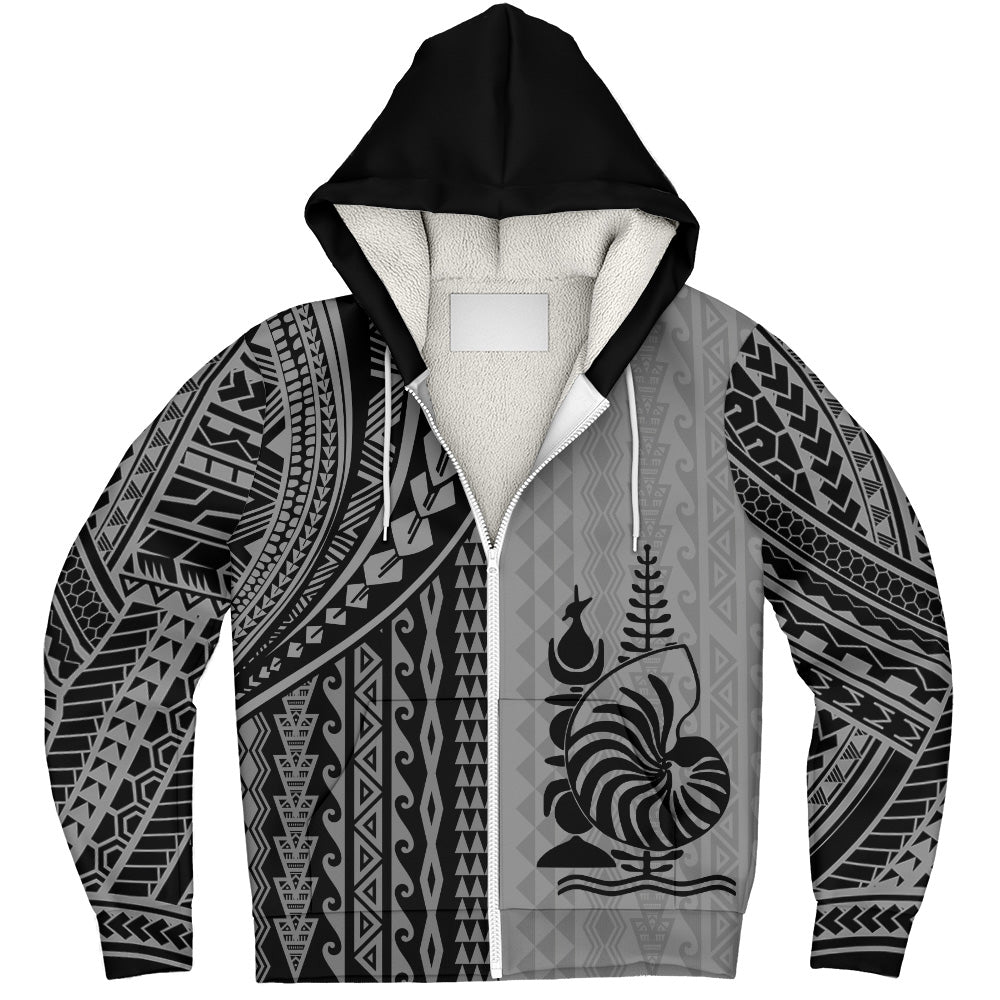 New Caledonia Sherpa Hoodie Polynesian Tattoo