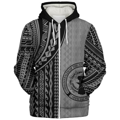 Northern Mariana Islands Sherpa Hoodie Polynesian Tattoo