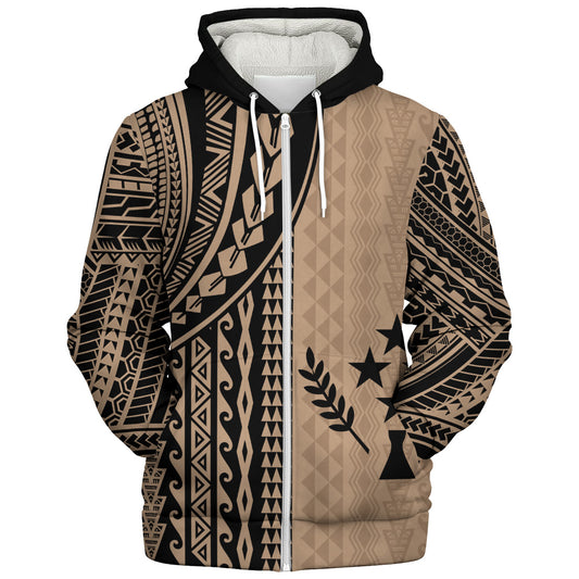 Kosrae Sherpa Hoodie Polynesian Tattoo