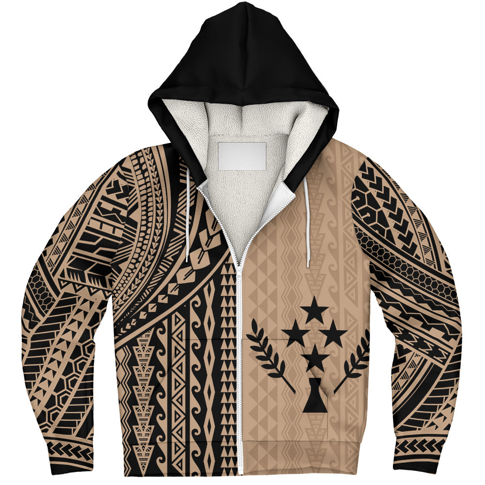 Kosrae Sherpa Hoodie Polynesian Tattoo