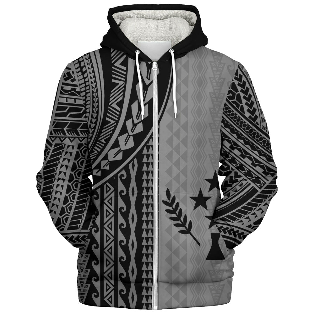 Kosrae Sherpa Hoodie Polynesian Tattoo