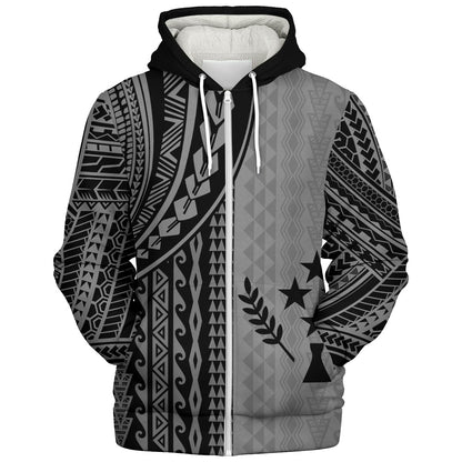 Kosrae Sherpa Hoodie Polynesian Tattoo