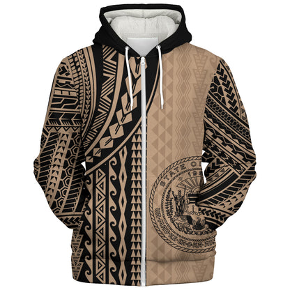 Hawaii Sherpa Hoodie Polynesian Tattoo