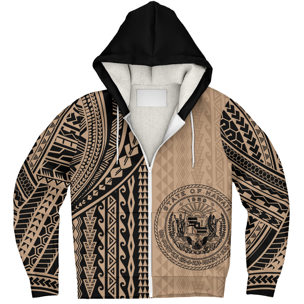 Hawaii Sherpa Hoodie Polynesian Tattoo