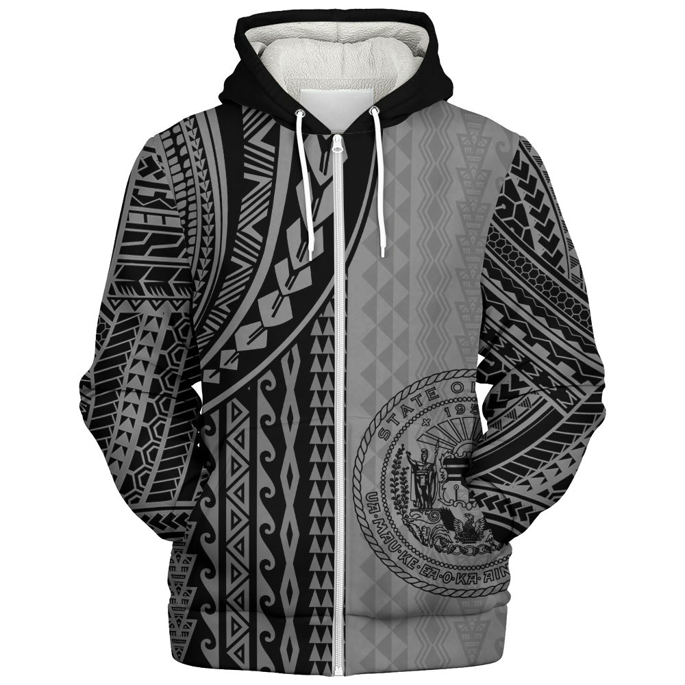 Hawaii Sherpa Hoodie Polynesian Tattoo