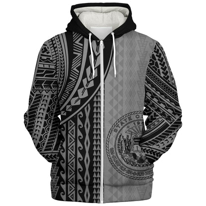 Hawaii Sherpa Hoodie Polynesian Tattoo