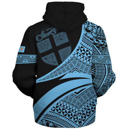 Fiji Sherpa Hoodie Coat Of Arms Flag Masi Tapa Tribal Style