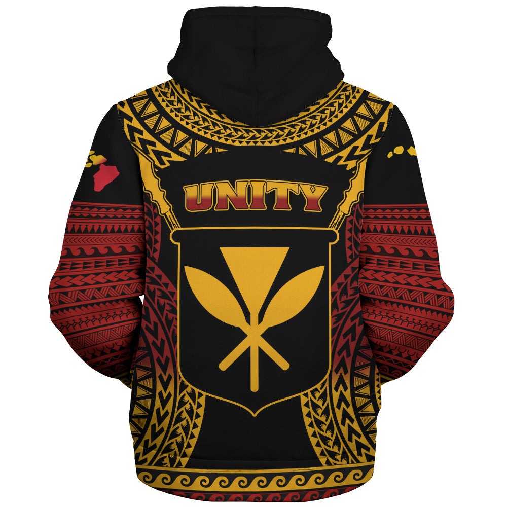 Hawaii Sherpa Hoodie King Kamehameha Unity Kanaka Maoli Tribal Style