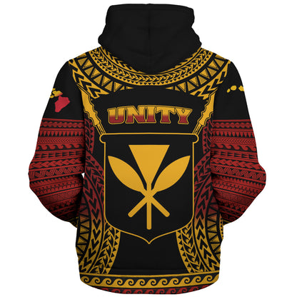 Hawaii Sherpa Hoodie King Kamehameha Unity Kanaka Maoli Tribal Style