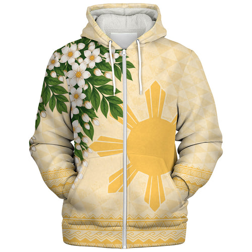 Philippines Filipinos Sherpa Hoodie Sampaguita Sunshine Bloom Style