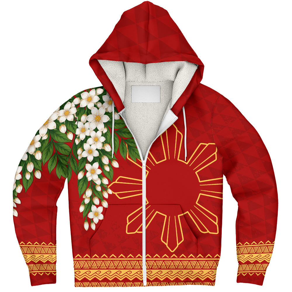 Philippines Filipinos Sherpa Hoodie Sampaguita Sunshine Bloom Style