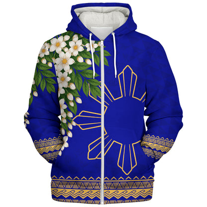 Philippines Filipinos Sherpa Hoodie Sampaguita Sunshine Bloom Style