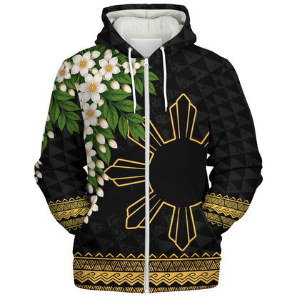 Philippines Filipinos Sherpa Hoodie Sampaguita Sunshine Bloom Style