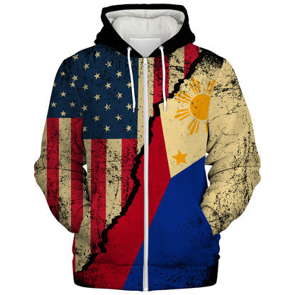Philippines Filipinos Sherpa Hoodie Filipino American Unity Style
